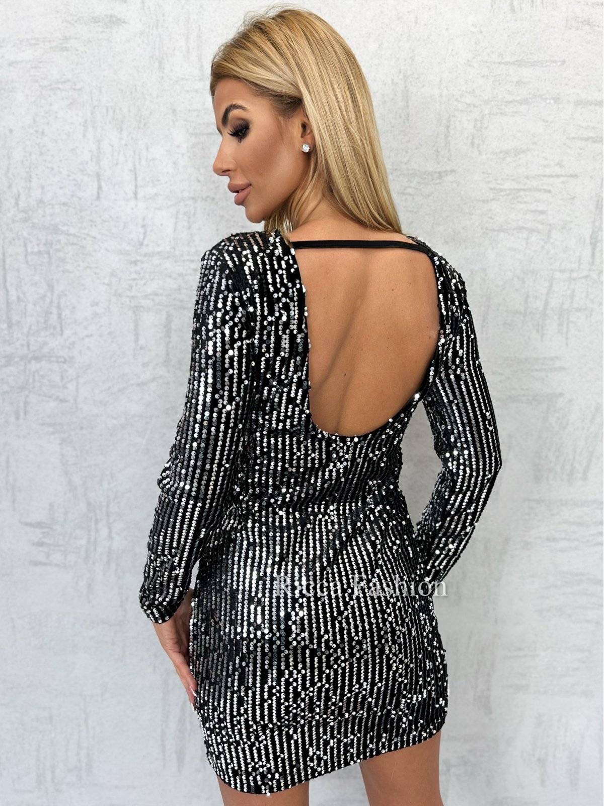 Sukienka cekinowa JOY, black/silver