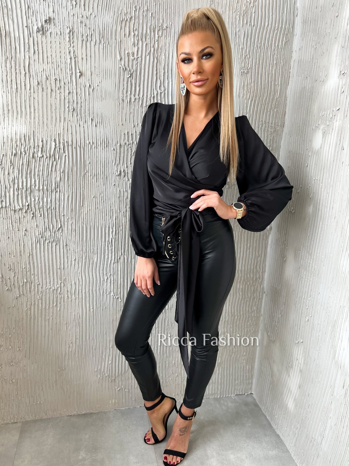 Koszula BRIGITTE by Ricca, satin black