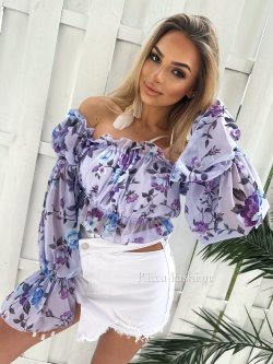 Bluzka hiszpanka SENIORITA by Ricca, lila flowers 11