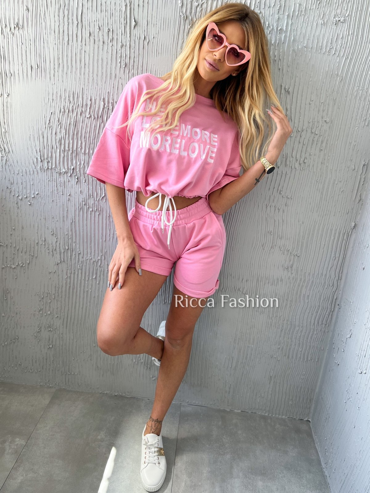 Komplet bawełniany MORELOVE, sweet pink • sklep Ricca Fashion