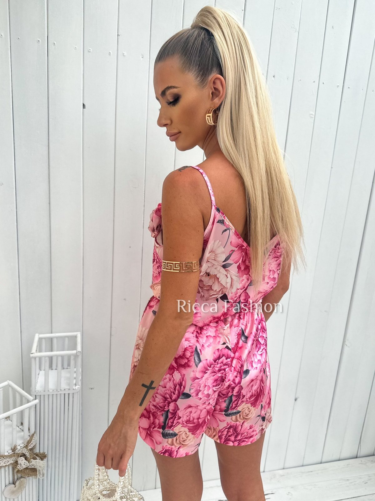 Komplet satynowy MALAGA by Ricca, powder/beige roses 6