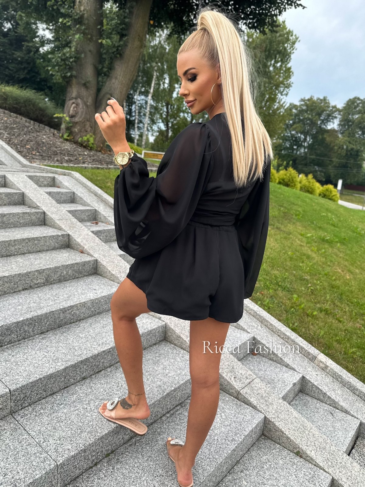 Komplet szyfonowy SERINA by Ricca, black