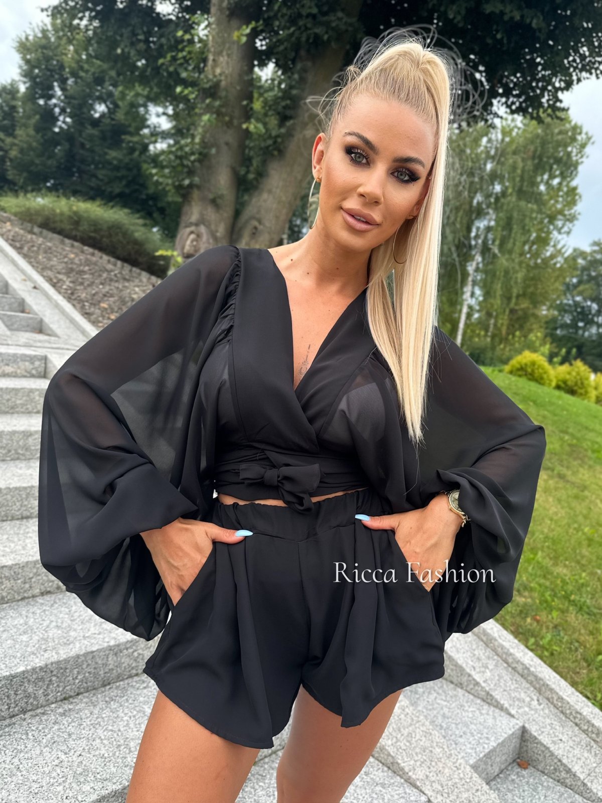 Komplet szyfonowy SERINA by Ricca, black