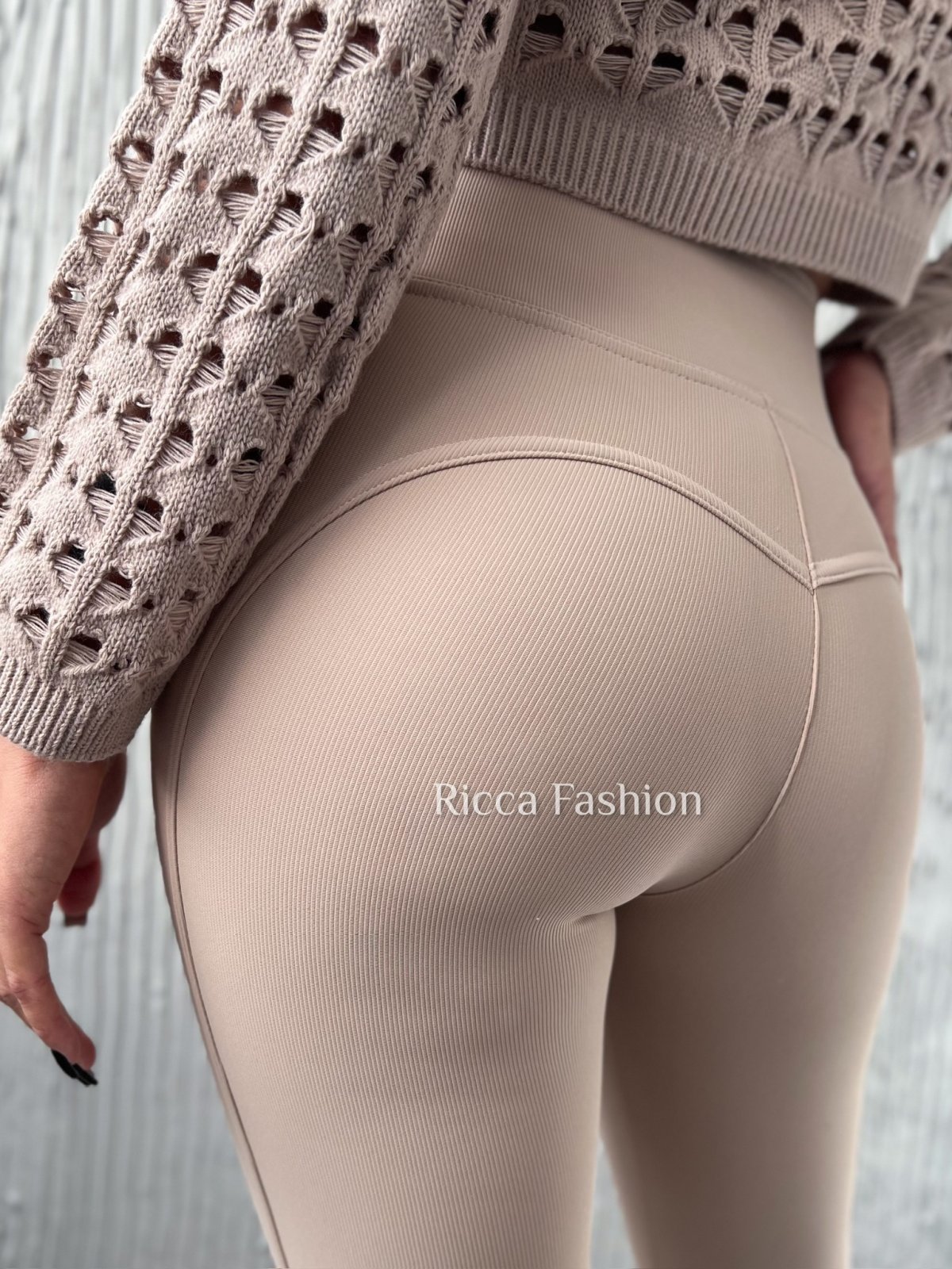 Legginsy prążkowane CASADEI push up, beige