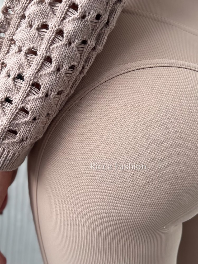 Legginsy prążkowane CASADEI push up, beige