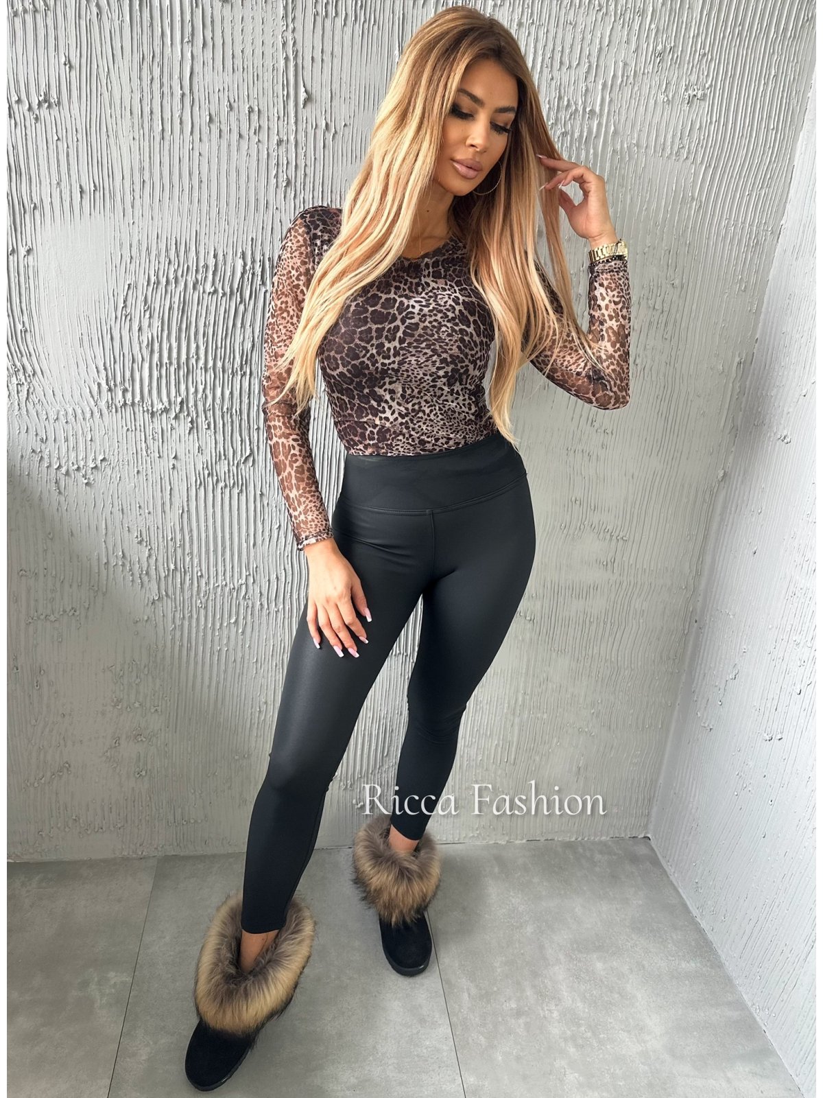 Legginsy SARA, woskowane czarne