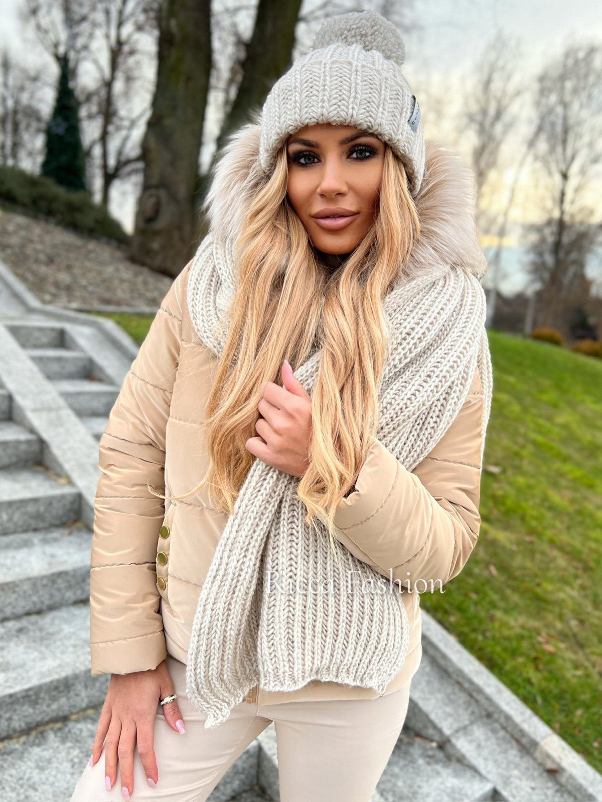 Komplet czapka+szalik BAMBINO, beige