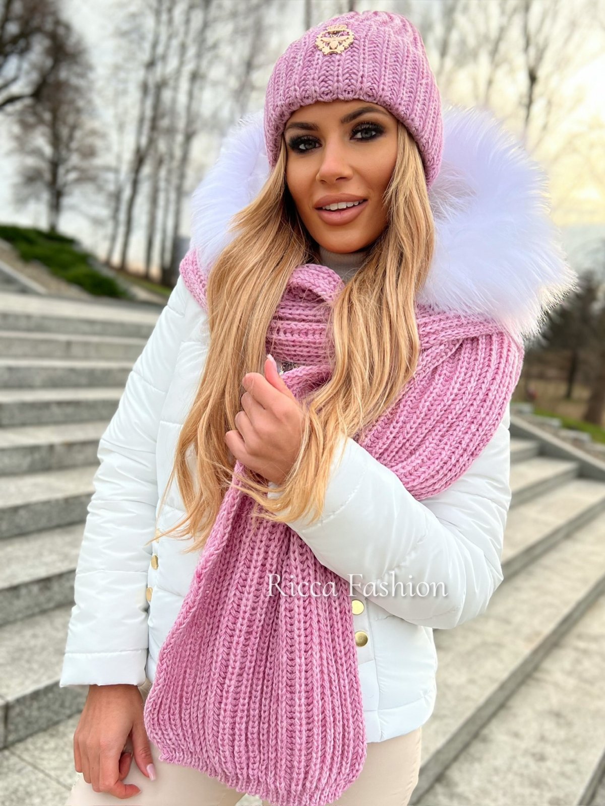 Komplet czapka+szalik APIS, wrzos