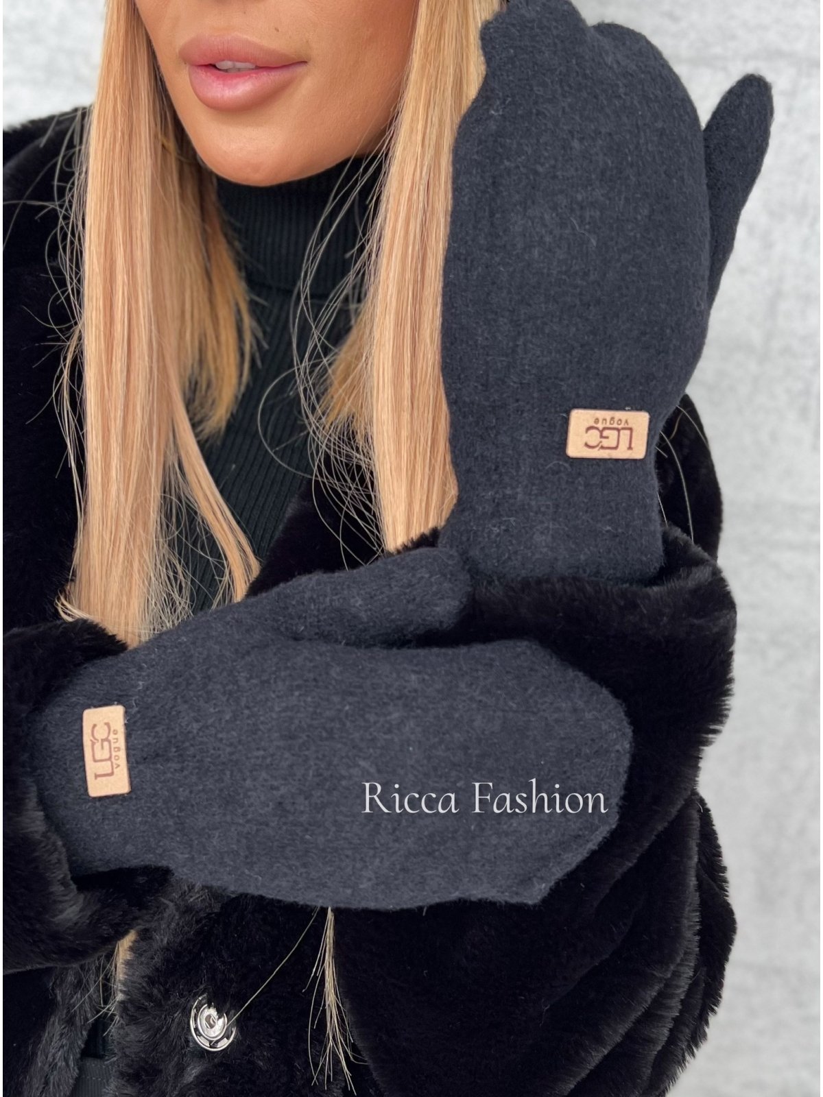 Rękawiczki z wełną SNOWMAN, black