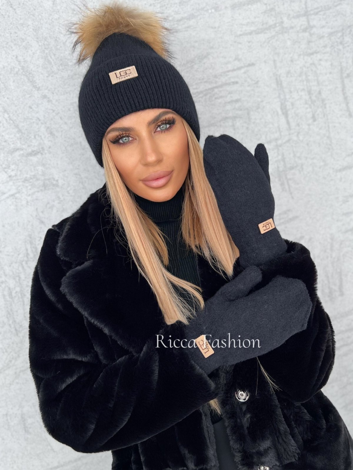 Rękawiczki z wełną SNOWMAN, black