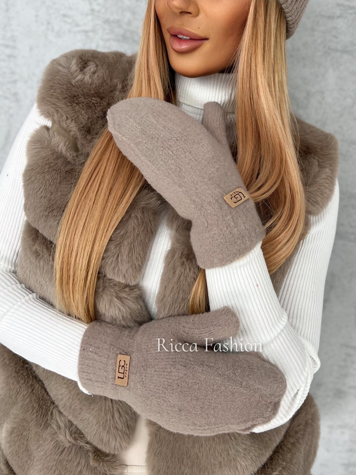 Rękawiczki z wełną SNOWMAN, cappuccino