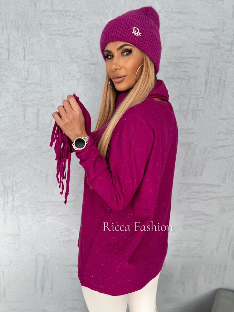 Sweter z szalem JOANA, violet