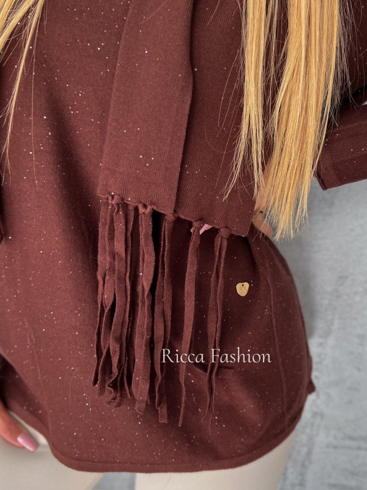 Sweter z szalem JOANA, chocolate