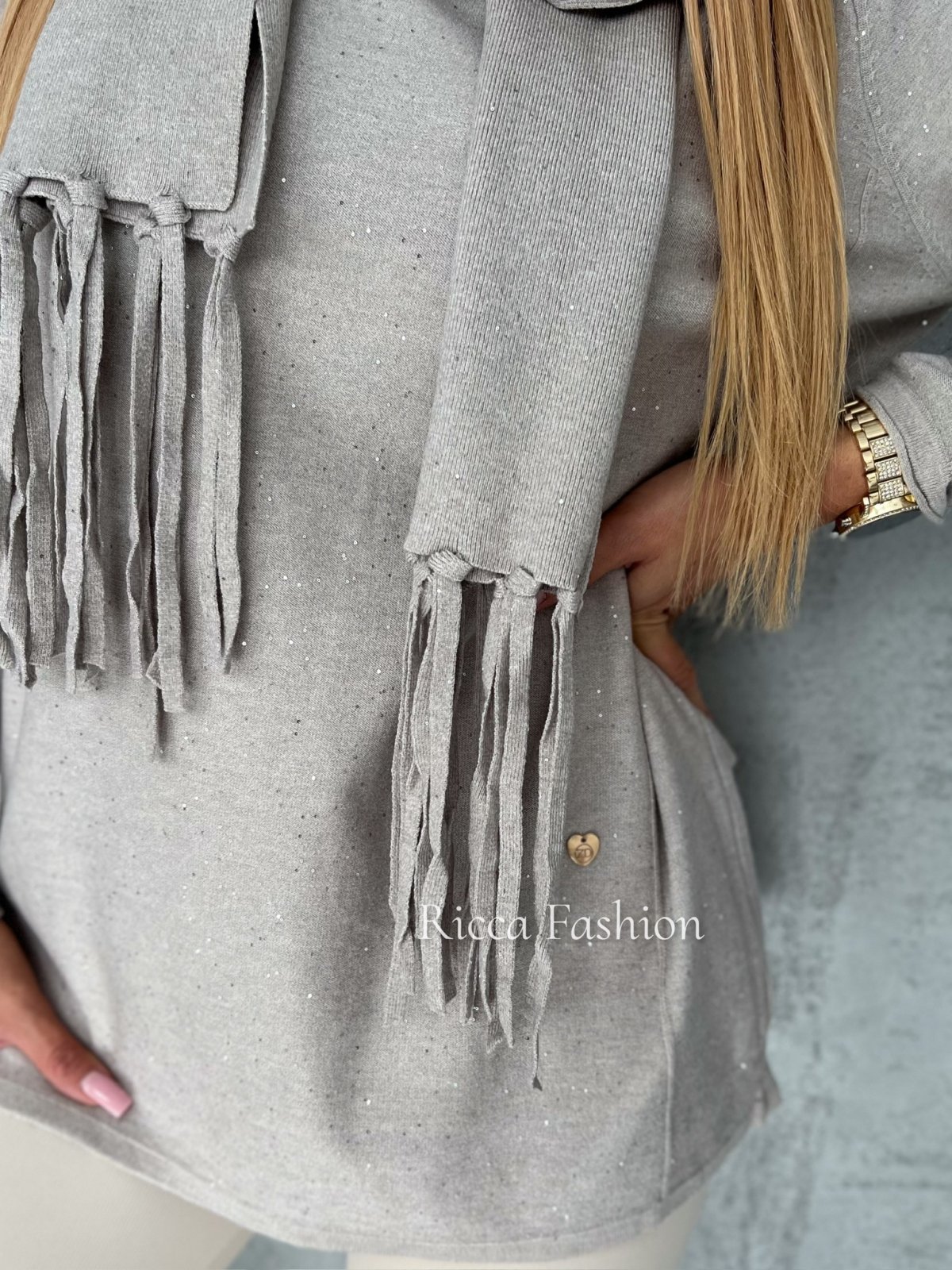 Sweter z szalem JOANA, latte