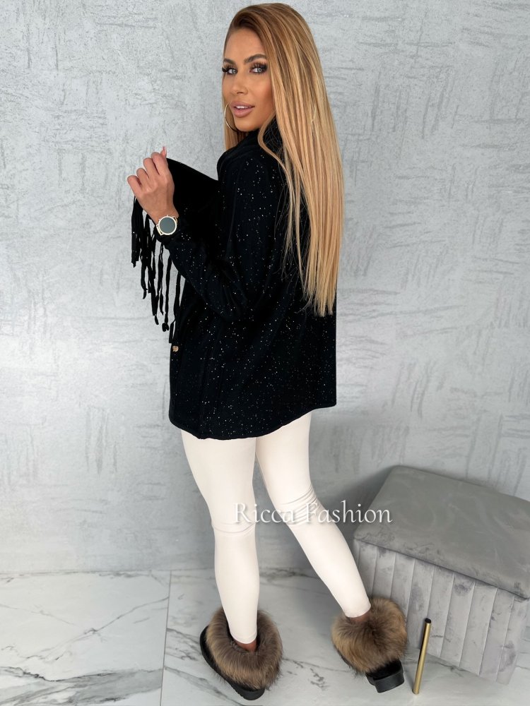 Sweter z szalem JOANA, black