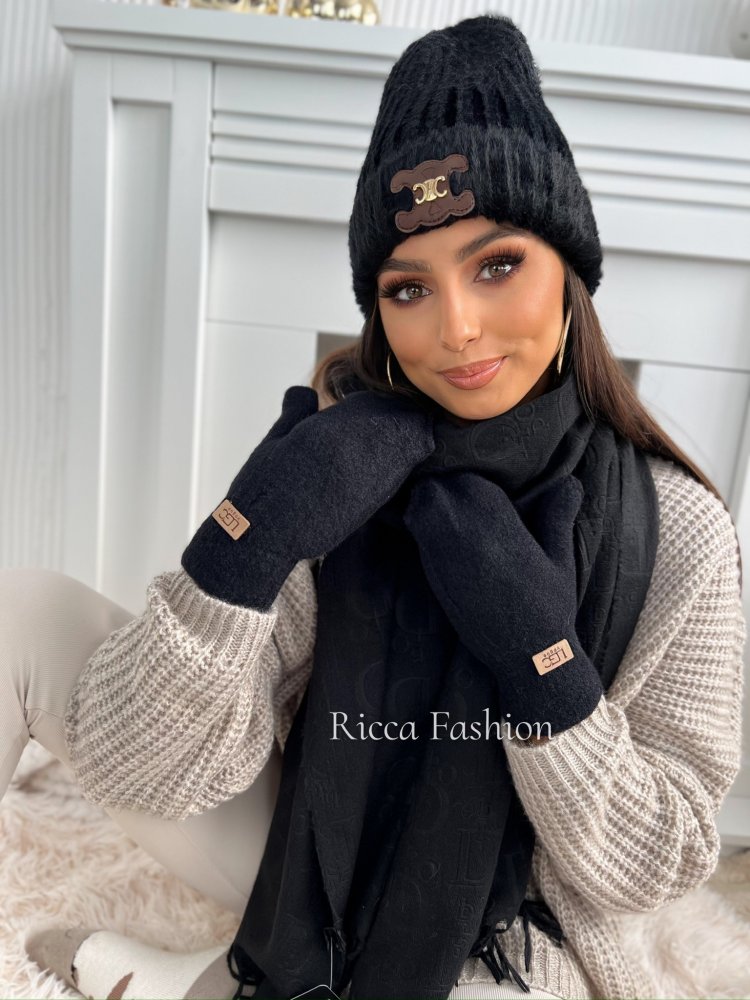 Rękawiczki z wełną SNOWMAN, black