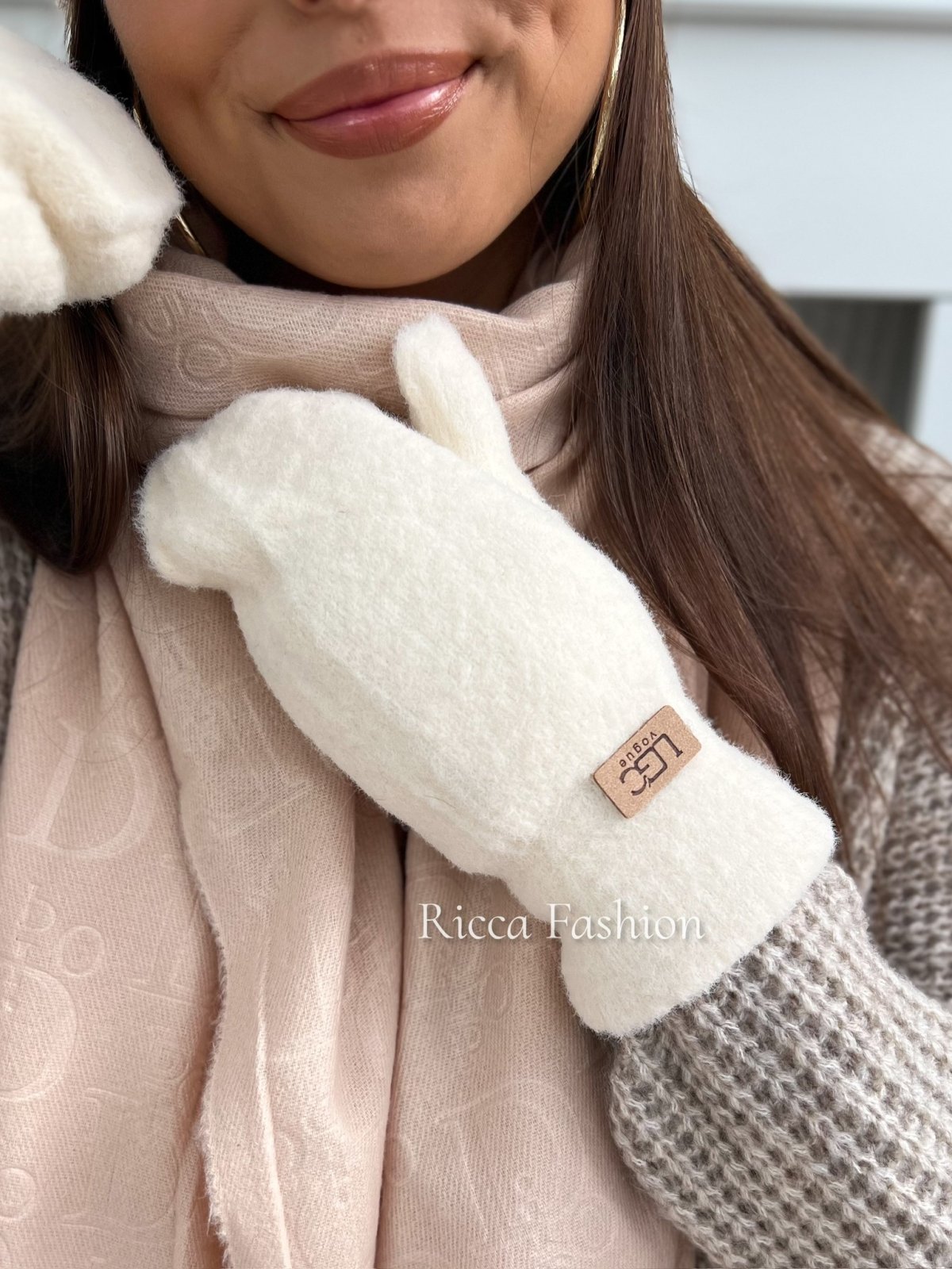 Rękawiczki z wełną SNOWMAN, ecru