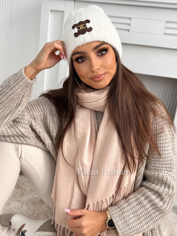 Czapka alpaka CELSITO, ecru