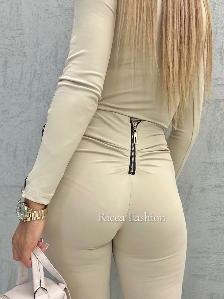 Legginsy ARIANA ZIP, beige