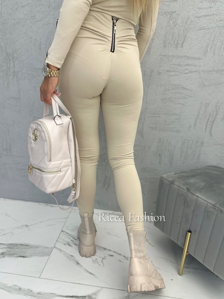 Legginsy ARIANA ZIP, beige