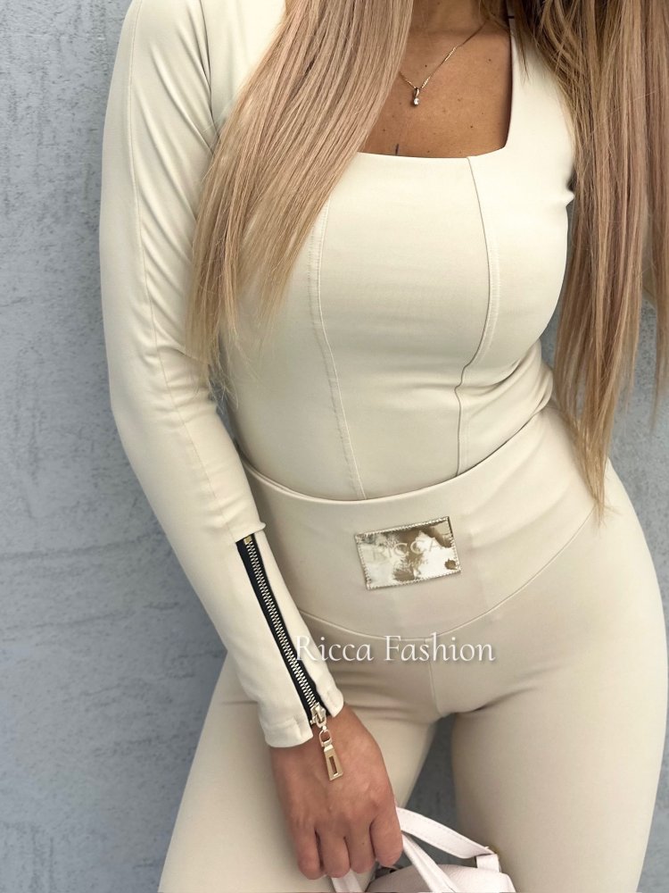 Legginsy ARIANA ZIP, beige