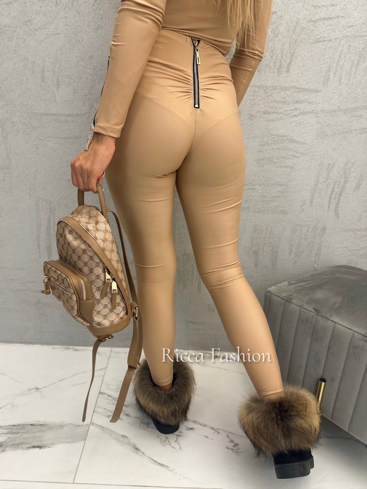 Legginsy ARIANA ZIP, carmel