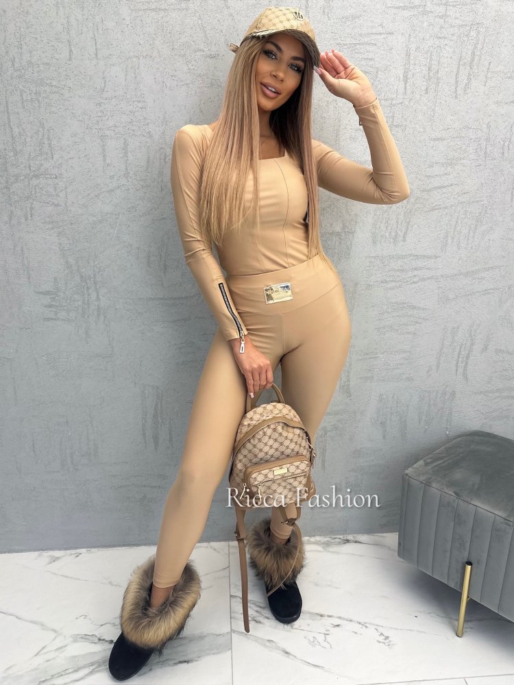 Legginsy ARIANA ZIP, carmel