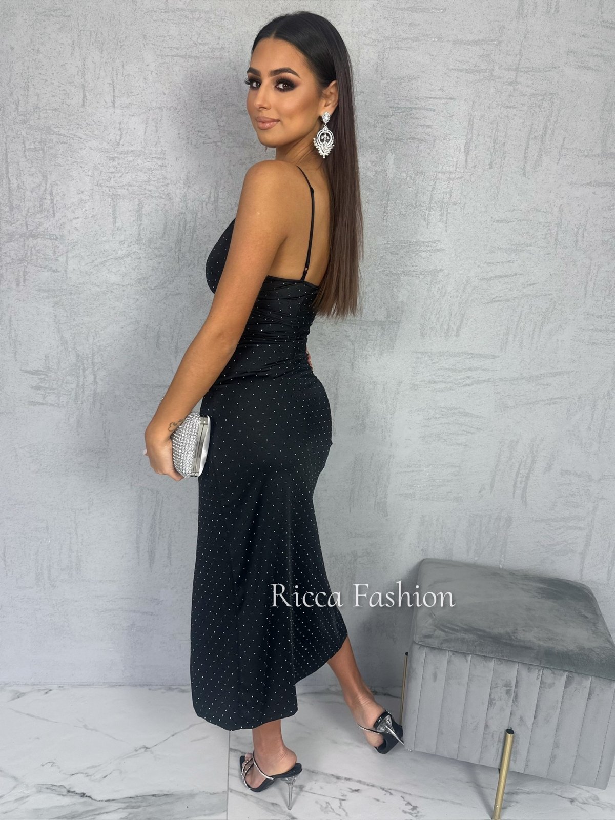 Sukienka z diamencikami DELISHA, black