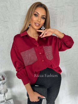 Koszula satynowa ZONNA, bordo