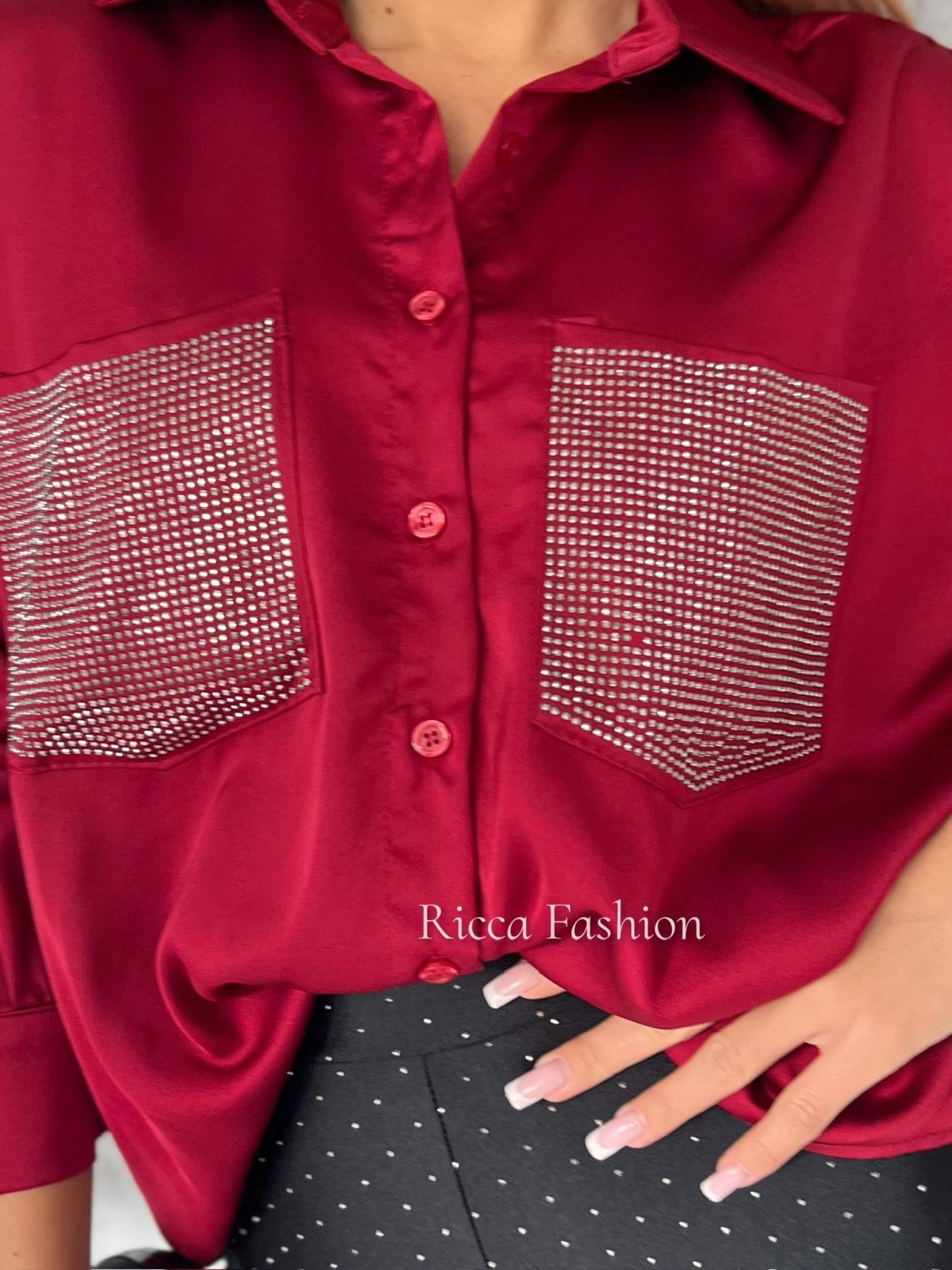 Koszula satynowa ZONNA, bordo