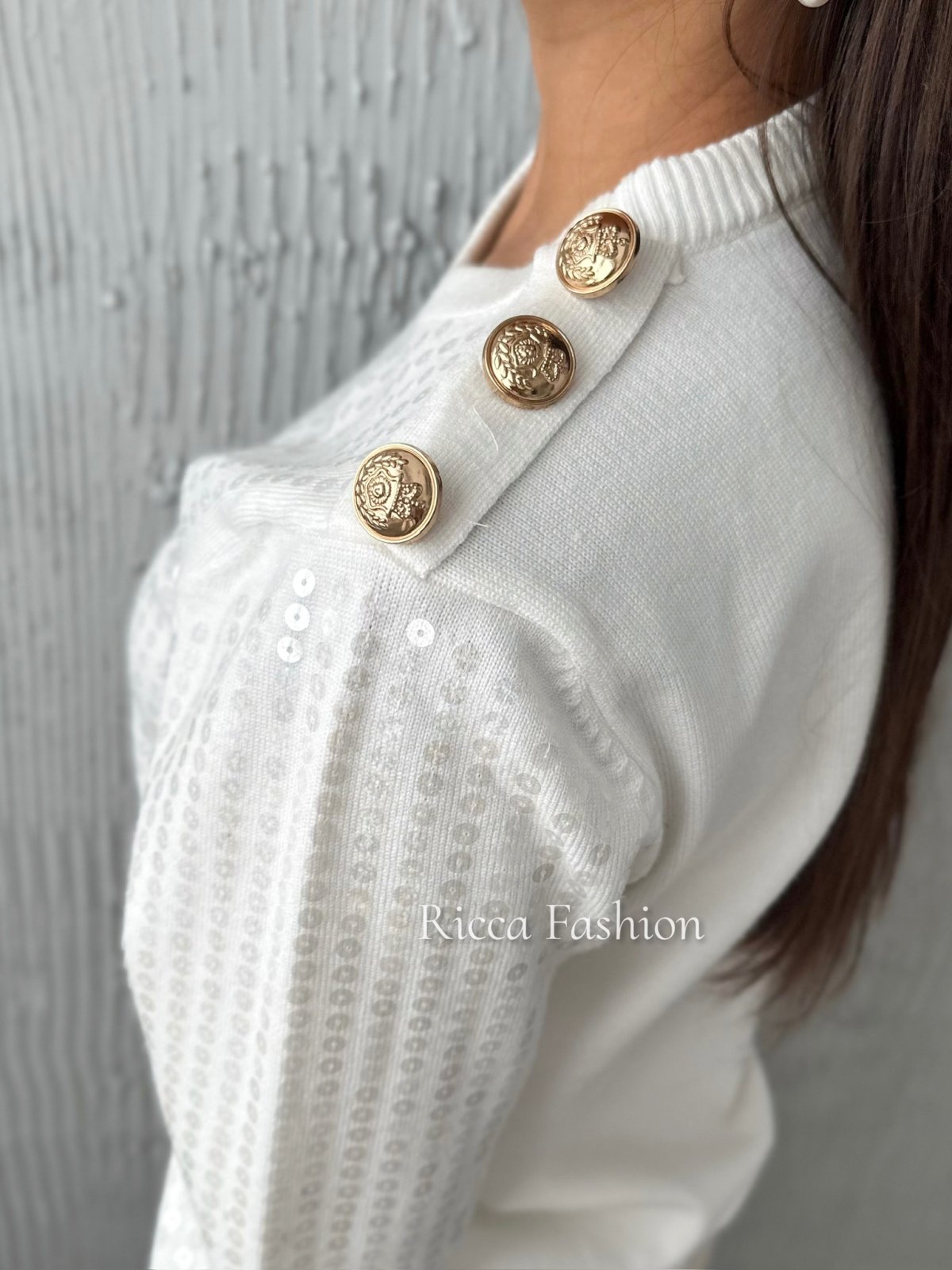 Sweterek z cekinami ANDER, white