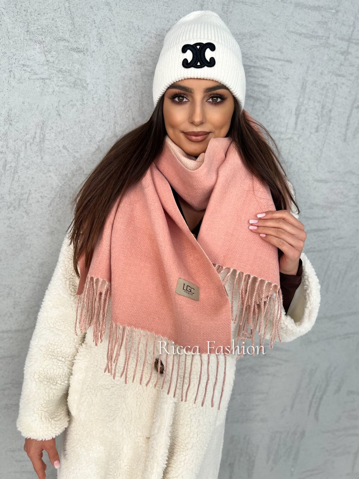 Szal dwustronny WINTER TIME, powder