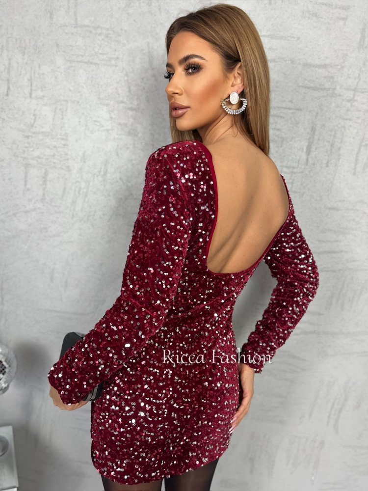 Sukienka cekinowa JOYS, bordo