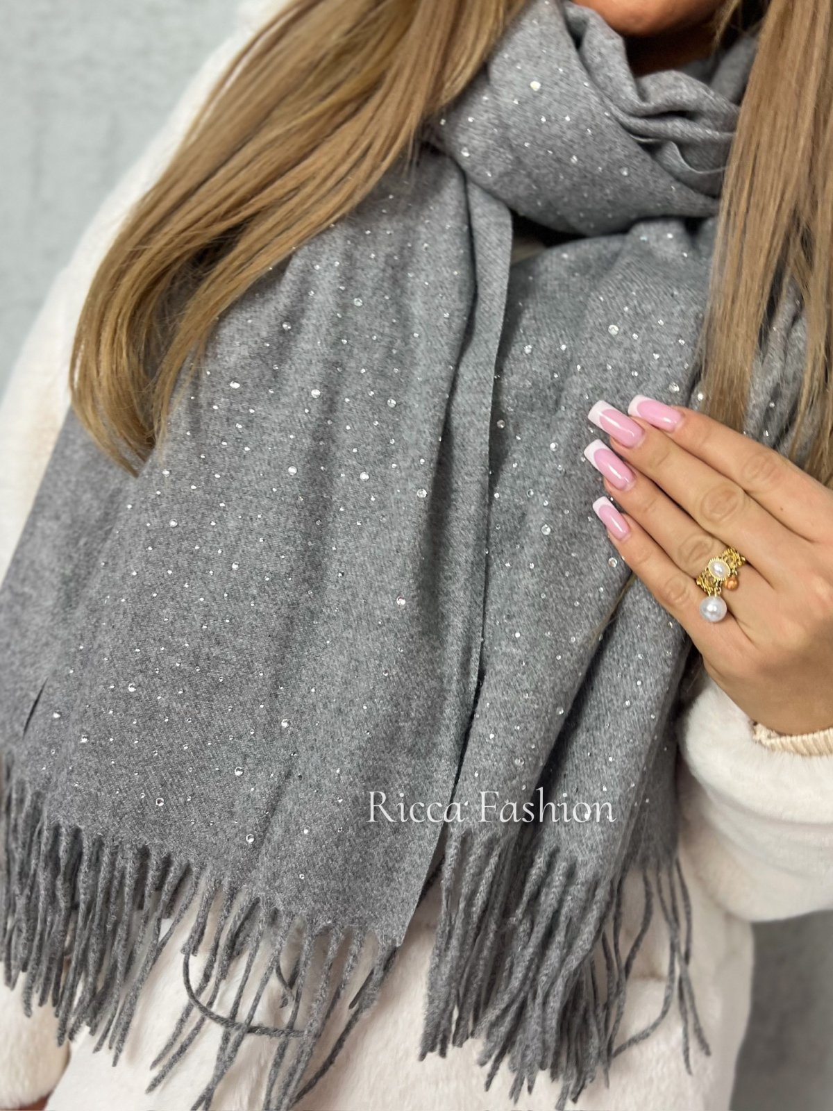 Szal z diamencikami CORRADO, gray