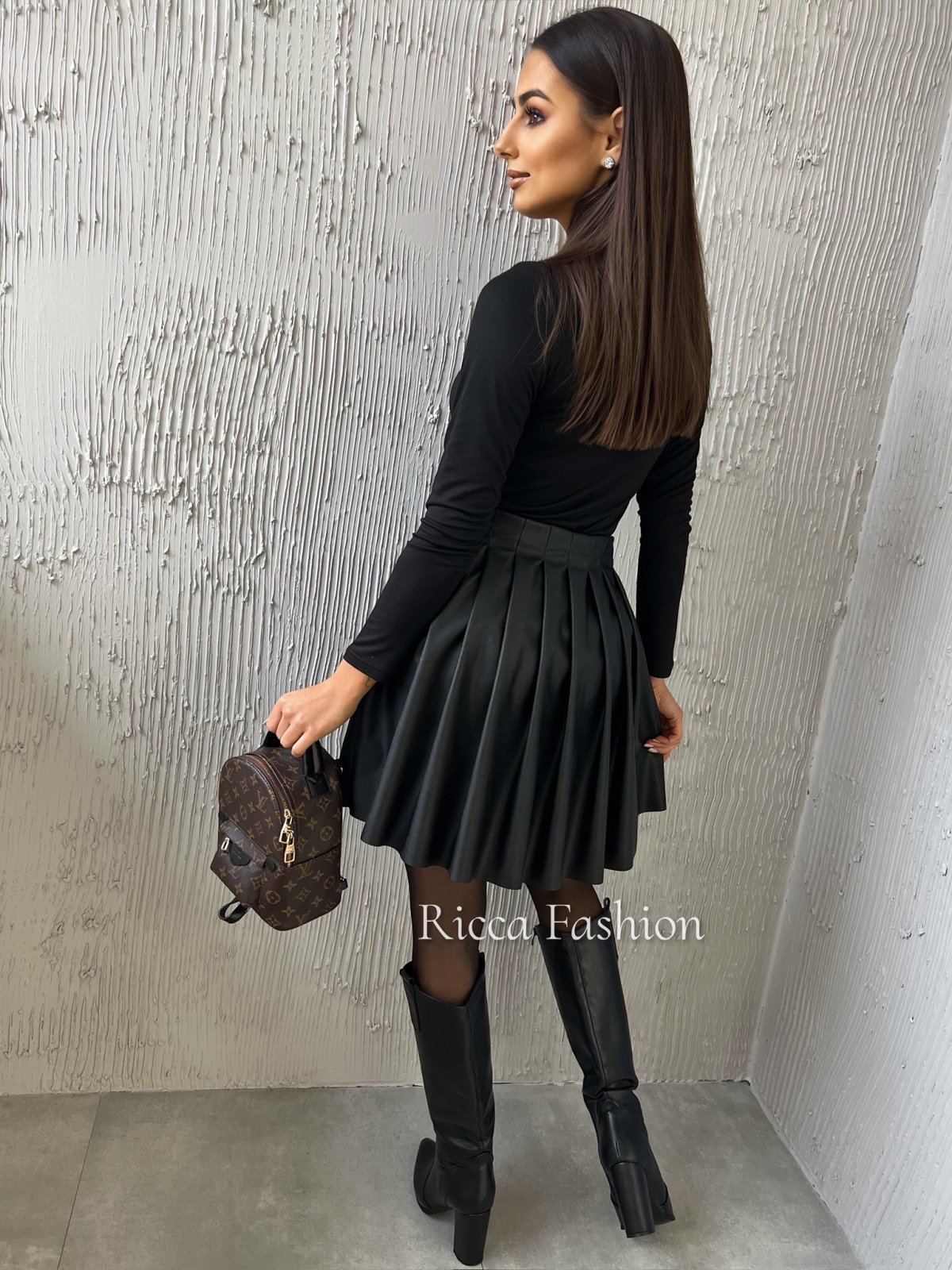 Spódniczka skórzana GLORIA, black