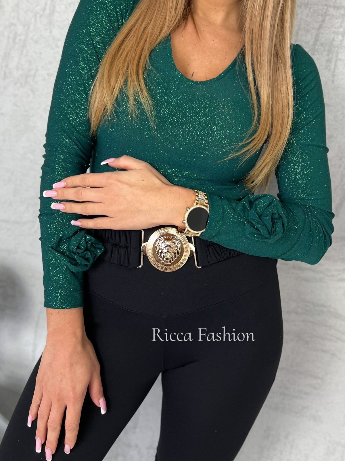 Bluzka ROSSA SHINE by Ricca, bottle green