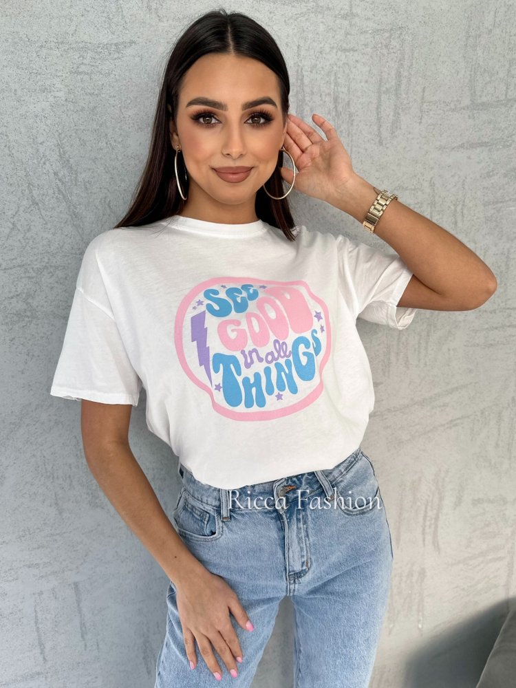 T-shirt GOOD THINGS, white