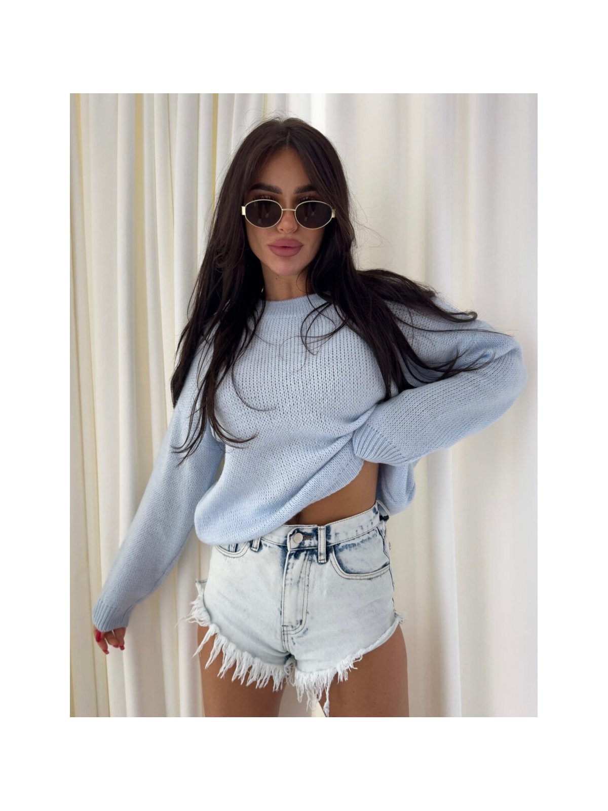 Sweter z wełną NERYS, baby blue