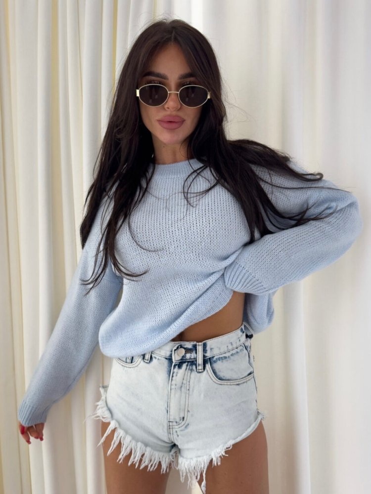 Sweter z wełną NERYS, baby blue