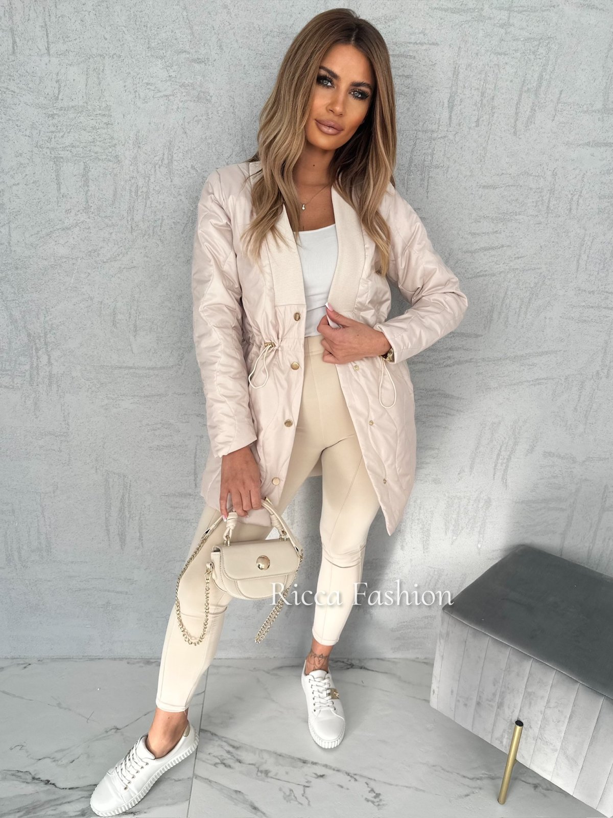 Płaszczyk/kurtka pikowana DARLA, nude