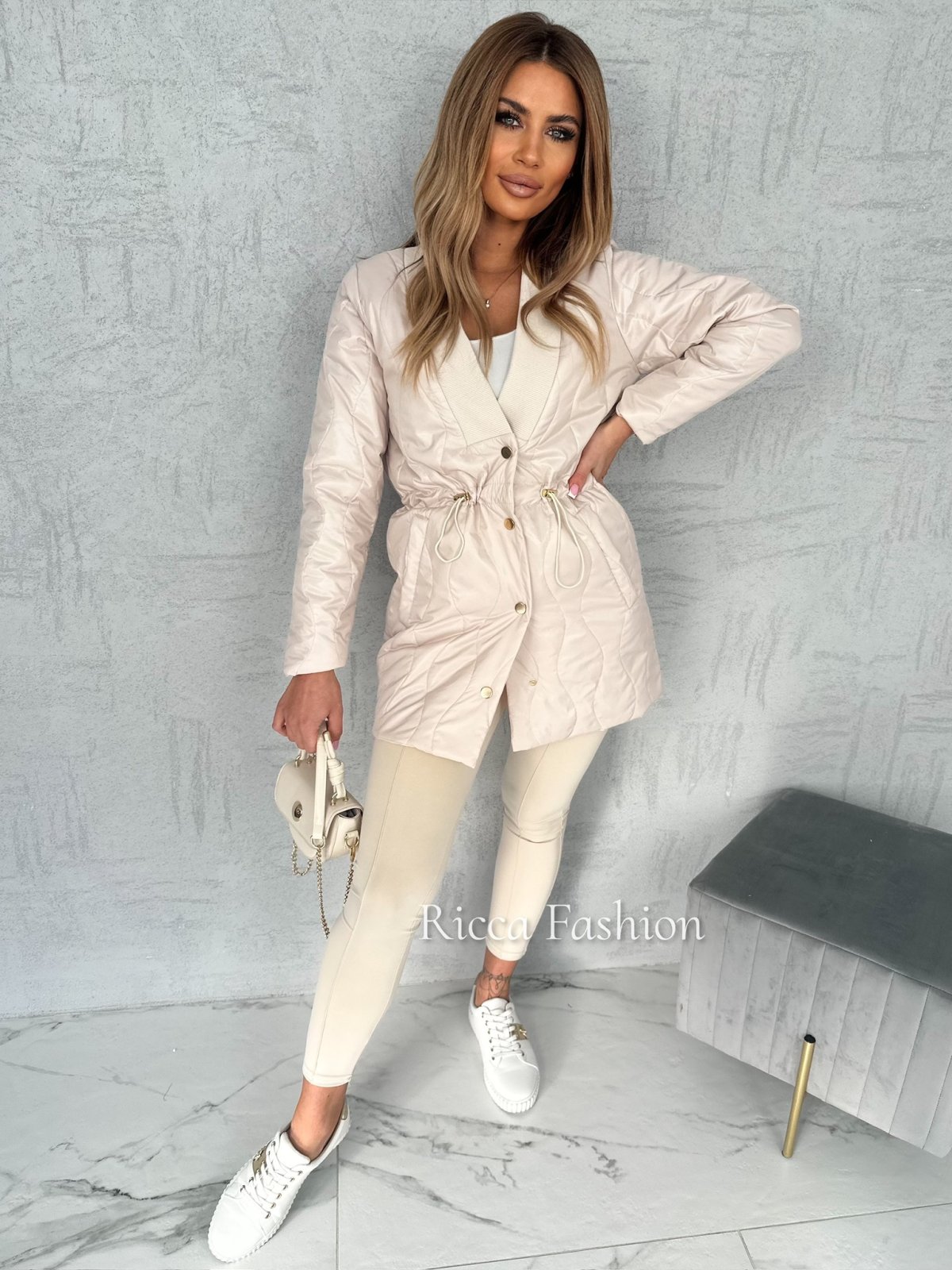 Płaszczyk/kurtka pikowana DARLA, nude