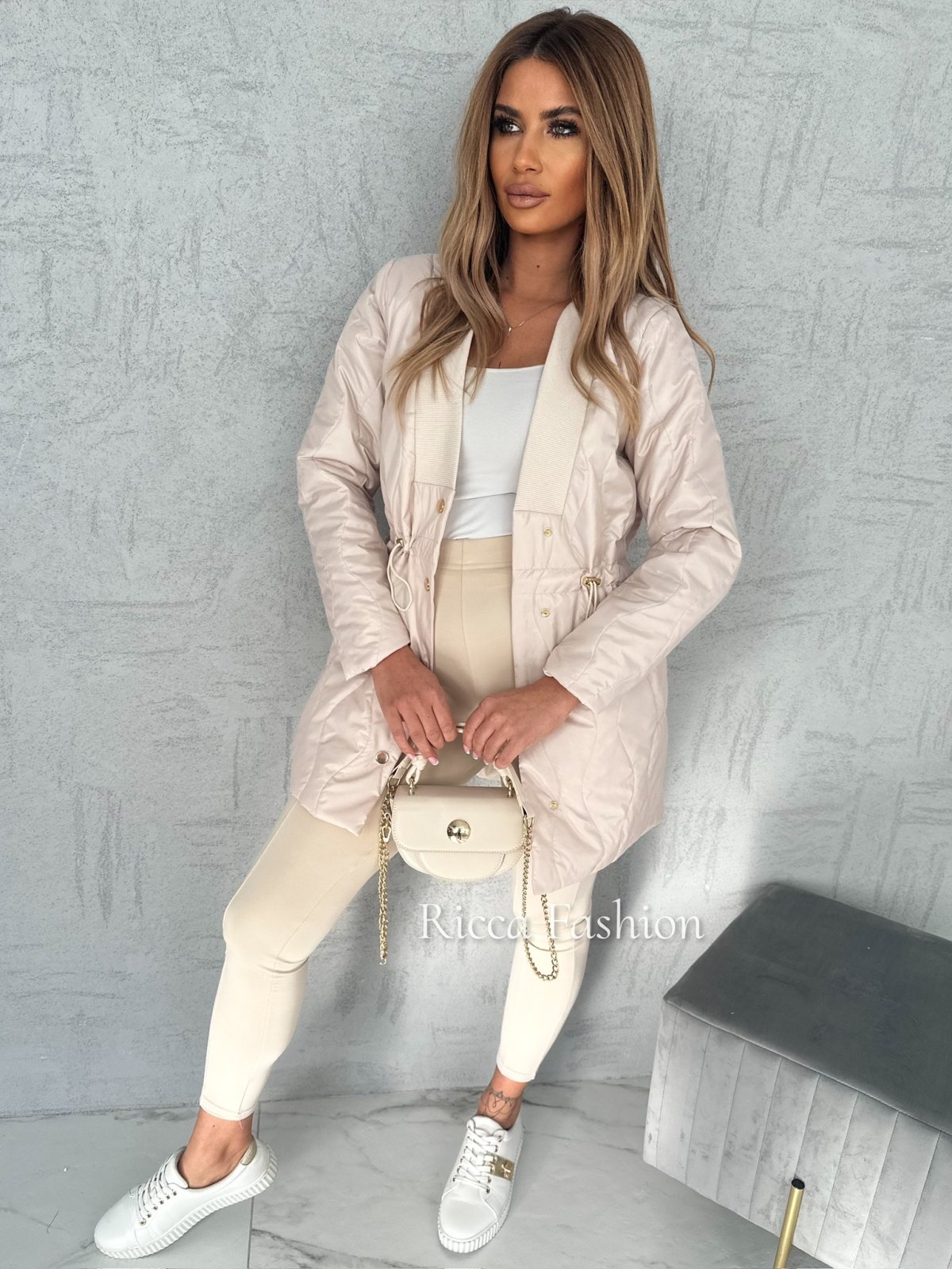 Płaszczyk/kurtka pikowana DARLA, nude