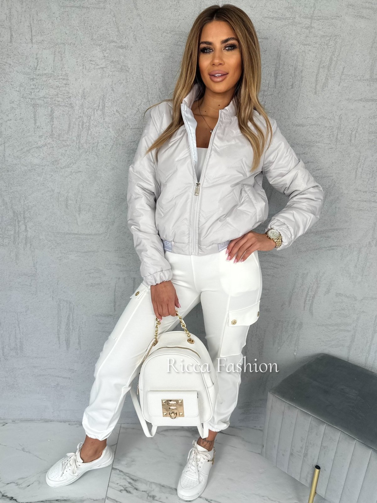 Kurtka pikowana HUDSON, light gray