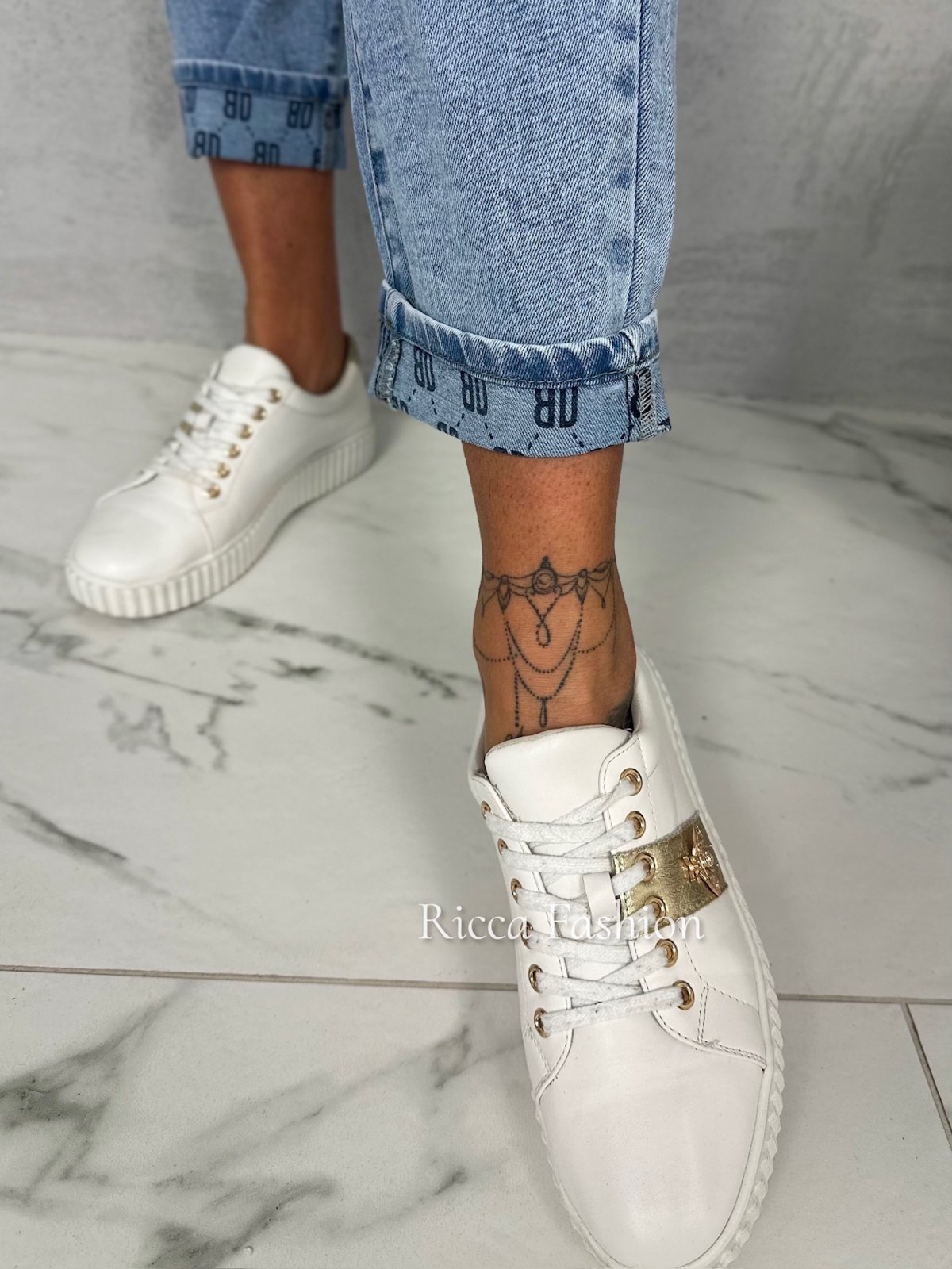 Spodnie mom fit NOISE, blue