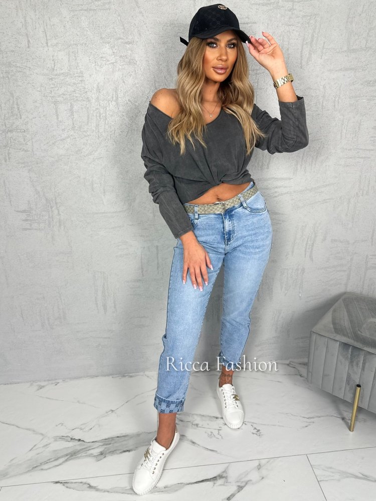 Spodnie mom fit NOISE, blue