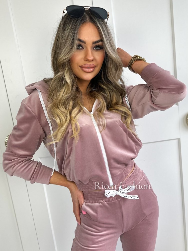Komplet welurowy ANGEL by Ricca, powder pink