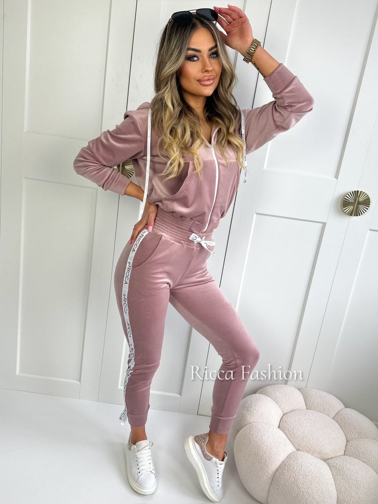 Komplet welurowy ANGEL by Ricca, powder pink