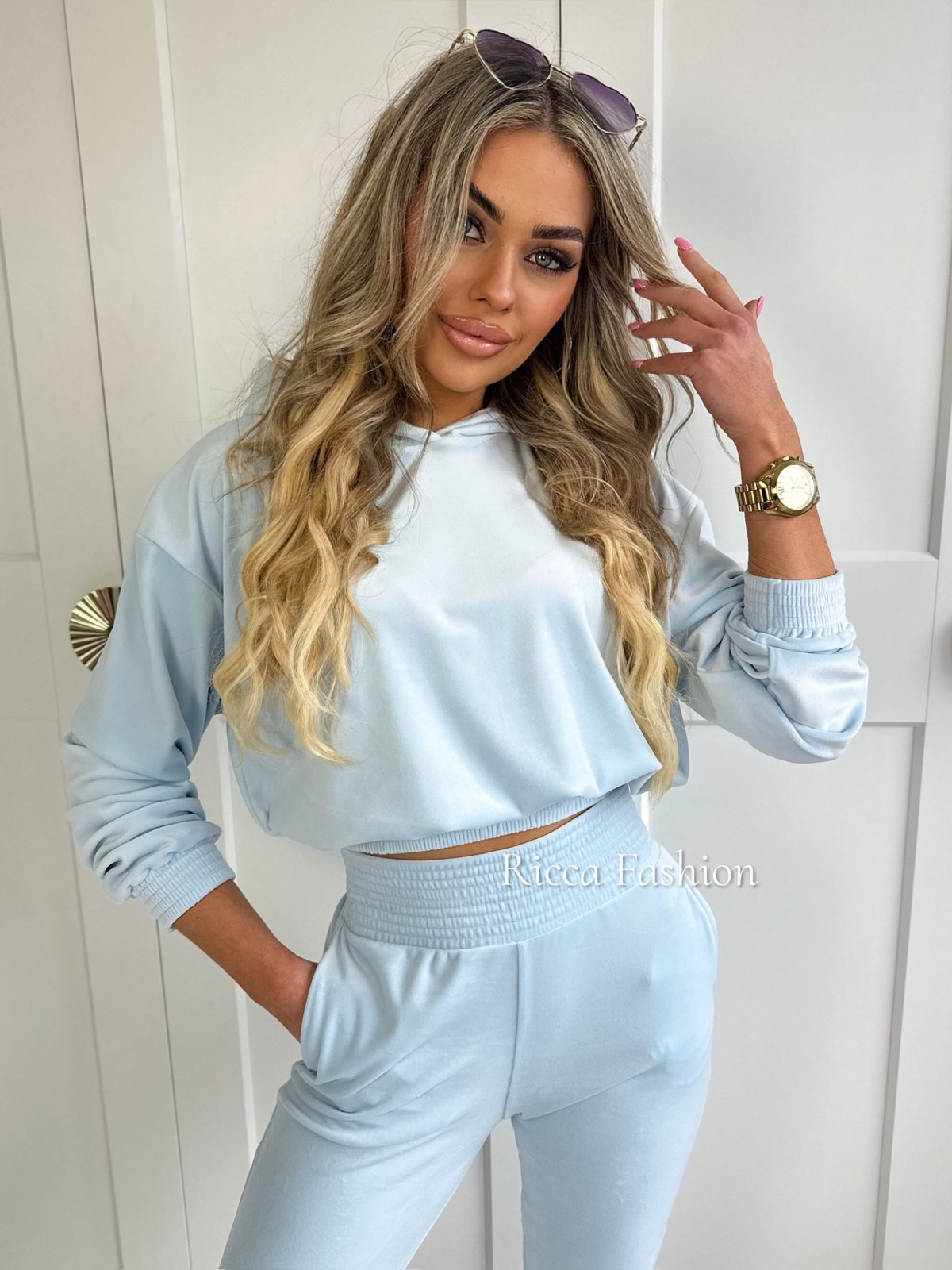 Komplet welurowy MAROCCO by Ricca, baby blue