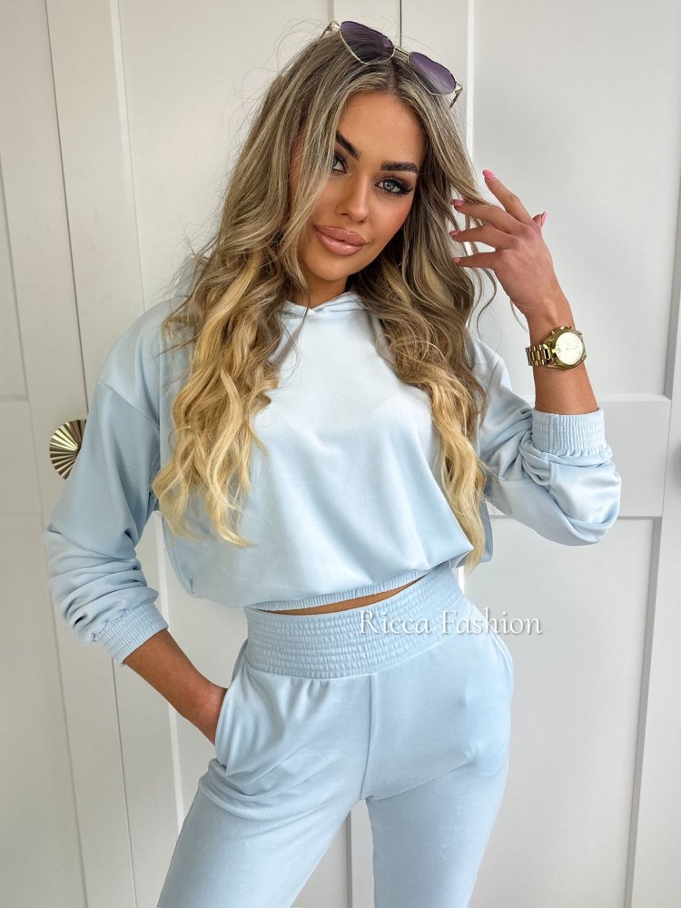 Komplet welurowy MAROCCO by Ricca, baby blue