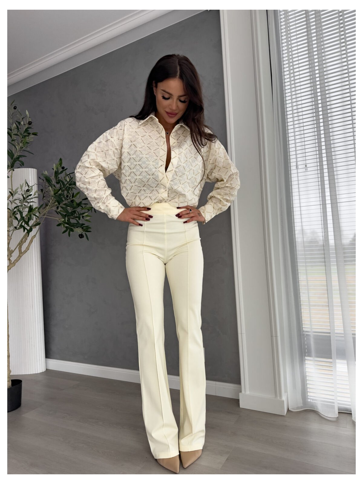 Spodnie dzwony TAMI, waniliowe